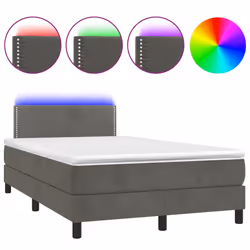 vidaXL Letto a Molle con Materasso e LED Grigio Scuro 120x200 cm - Vista aggiuntiva 2