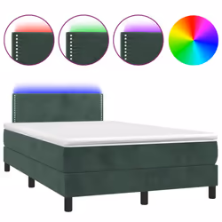 Letto a Molle con Materasso e LED Verde Scuro 120x200cm Vellutocod mxl 122826 - Vista aggiuntiva 2