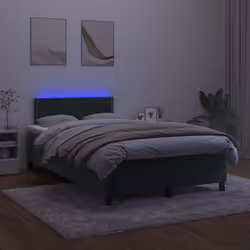 Letto a Molle con Materasso e LED Verde Scuro 120x200cm Vellutocod mxl 122826 - Vista aggiuntiva 3