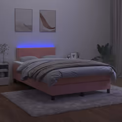 Letto a Molle con Materasso e LED Rosa 120x200 cm in Vellutocod mxl 98893 - Vista aggiuntiva 3
