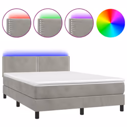 Letto a Molle Materasso e LED Grigio Chiaro 140x190 cm Vellutocod mxl 74905