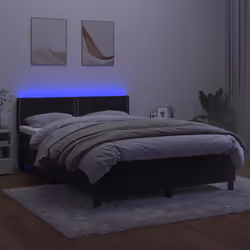 Letto a Molle con Materasso e LED Nero 140x190 cm in Vellutocod mxl 127878 - Vista aggiuntiva 3