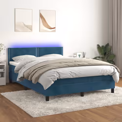 Letto a Molle con Materasso e LED Blu Scuro 140x190 cmcod mxl 122823