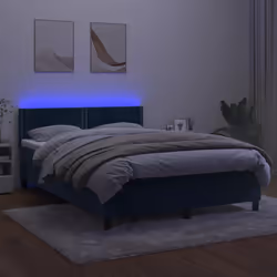 Letto a Molle con Materasso e LED Blu Scuro 140x190 cmcod mxl 122823
