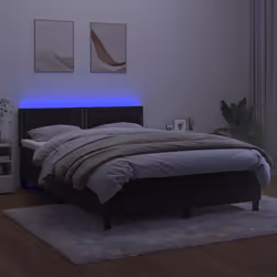 Letto a Molle con Materasso e LED Nero 140x200 cm in Vellutocod mxl 74891