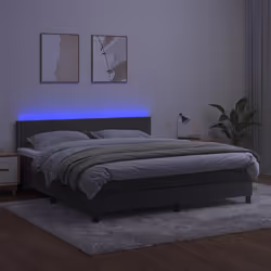 vidaXL Letto a Molle con Materasso e LED Grigio Scuro 160x200 cm - Vista aggiuntiva 3