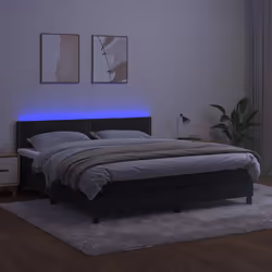 Letto a Molle con Materasso e LED Nero 160x200 cm in Vellutocod mxl 74900 - Vista aggiuntiva 3