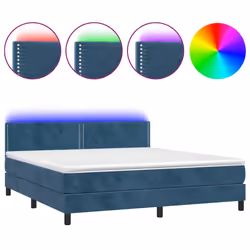 Letto a Molle con Materasso e LED Blu Scuro 160x200 cmcod mxl 123062 - Vista aggiuntiva 2