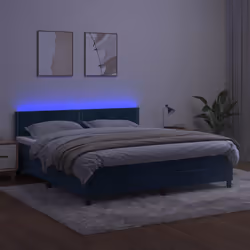 Letto a Molle con Materasso e LED Blu Scuro 160x200 cmcod mxl 123062 - Vista aggiuntiva 3