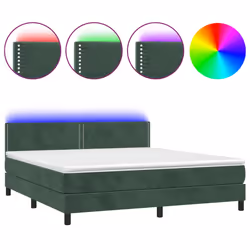 Letto a Molle con Materasso e LED Verde Scuro 180x200cm Vellutocod mxl 122836 - Vista aggiuntiva 2