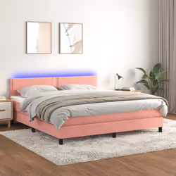 Letto a Molle con Materasso e LED Rosa 180x200 cm in Vellutocod mxl 122833