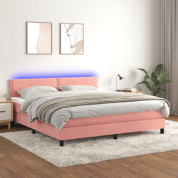 Letto a Molle con Materasso e LED Rosa 180x200 cm in Vellutocod mxl 122833