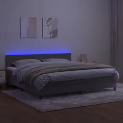 vidaXL Letto a Molle Materasso e LED Grigio Chiaro 200x200 cm Velluto - Vista aggiuntiva 3