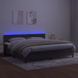 vidaXL Letto a Molle con Materasso e LED Grigio Scuro 200x200 cm - Vista aggiuntiva 3