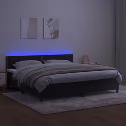 vidaXL Letto a Molle con Materasso e LED Nero 200x200 cm in Velluto - Vista aggiuntiva 3