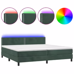 vidaXL Letto a Molle con Materasso e LED Verde Scuro 200x200cm Velluto - Vista aggiuntiva 2