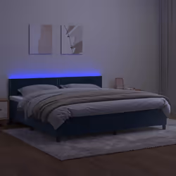vidaXL Letto a Molle con Materasso e LED Blu Scuro 200x200 cm - Vista aggiuntiva 3