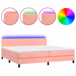 vidaXL Letto a Molle con Materasso e LED Rosa 200x200 cm in Velluto - Vista aggiuntiva 2