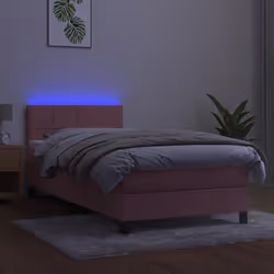 vidaXL Letto a Molle con Materasso e LED Rosa 80x200 cm in Velluto - Vista aggiuntiva 3