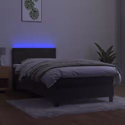 Letto a Molle con Materasso e LED Grigio Scuro 90x190cm Vellutocod mxl 122831 - Vista aggiuntiva 3