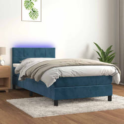 Letto a Molle con Materasso e LED Blu Scuro 90x190cm in Vellutocod mxl 74912
