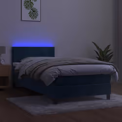 Letto a Molle con Materasso e LED Blu Scuro 90x190cm in Vellutocod mxl 74912
