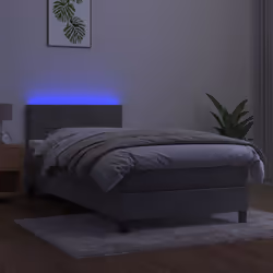 vidaXL Letto a Molle Materasso e LED Grigio Chiaro 90x200 cm Velluto - Vista aggiuntiva 3
