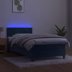 Letto a Molle con Materasso e LED Blu Scuro 90x200cm in Vellutocod mxl 74899 - Vista aggiuntiva 3