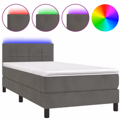 Letto a Molle con Materasso e LED Grigio Scuro 100x200 cmcod mxl 122839 - Vista aggiuntiva 2