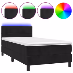 vidaXL Letto a Molle con Materasso e LED Nero 100x200 cm in Velluto - Vista aggiuntiva 2