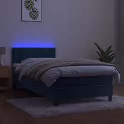 Letto a Molle con Materasso e LED Blu Scuro 100x200 cmcod mxl 74906 - Vista aggiuntiva 3
