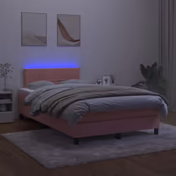 Letto a Molle con Materasso e LED Rosa 120x200 cm in Vellutocod mxl 74903 - Vista aggiuntiva 3