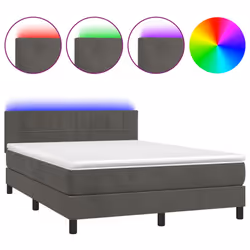 Letto a Molle con Materasso e LED Grigio Scuro 140x190 cmcod mxl 98905 - Vista aggiuntiva 2