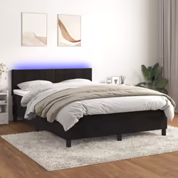 Letto a Molle con Materasso e LED Nero 140x190 cm in Vellutocod mxl 74915