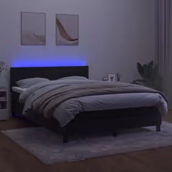 Letto a Molle con Materasso e LED Nero 140x190 cm in Vellutocod mxl 74915