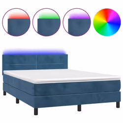 Letto a Molle con Materasso e LED Blu Scuro 140x190 cmcod mxl 74913 - Vista aggiuntiva 2