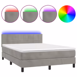 Letto a Molle Materasso e LED Grigio Chiaro 140x200 cm Vellutocod mxl 122829 - Vista aggiuntiva 2