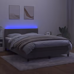 Letto a Molle Materasso e LED Grigio Chiaro 140x200 cm Vellutocod mxl 122829 - Vista aggiuntiva 3