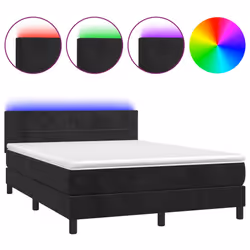 Letto a Molle con Materasso e LED Nero 140x200 cm in Vellutocod mxl 122835 - Vista aggiuntiva 2