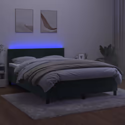 Letto a Molle con Materasso e LED Verde Scuro 140x200cm Vellutocod mxl 74921 - Vista aggiuntiva 3