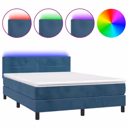 Letto a Molle con Materasso e LED Blu Scuro 140x200 cmcod mxl 98907 - Vista aggiuntiva 2
