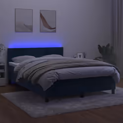 Letto a Molle con Materasso e LED Blu Scuro 140x200 cmcod mxl 98907 - Vista aggiuntiva 3