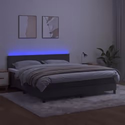 vidaXL Letto a Molle con Materasso e LED Grigio Scuro 160x200 cm - Vista aggiuntiva 3