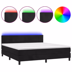 Letto a Molle con Materasso e LED Nero 160x200 cm in Vellutocod mxl 122837 - Vista aggiuntiva 2