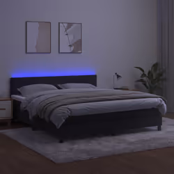 Letto a Molle con Materasso e LED Nero 160x200 cm in Vellutocod mxl 122837 - Vista aggiuntiva 3