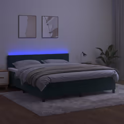 Letto a Molle con Materasso e LED Verde Scuro 160x200cm Vellutocod mxl 98913 - Vista aggiuntiva 3