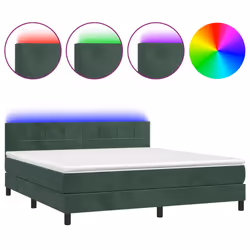 Letto a Molle con Materasso e LED Verde Scuro 180x200cm Vellutocod mxl 74922 - Vista aggiuntiva 2