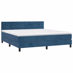 vidaXL Letto a Molle con Materasso e LED Blu Scuro 180x200 cm - Vista aggiuntiva 3