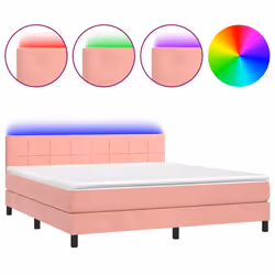 vidaXL Letto a Molle con Materasso e LED Rosa 180x200 cm in Velluto - Vista aggiuntiva 2