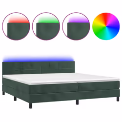 vidaXL Letto a Molle con Materasso e LED Verde Scuro 200x200cm Velluto - Vista aggiuntiva 2